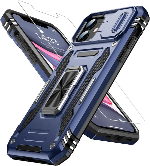 Goodon iPhone 11 Case - Military-Grade Shockproof, Matte Finish, Sliding Camera Cover, Screen Protector, Metal