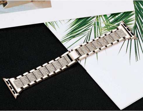 Bling Bands Compatible with Apple Watch Band 42mm/41mm/40mm/38mm, Women Metal Rhinestone Replacement Wristband