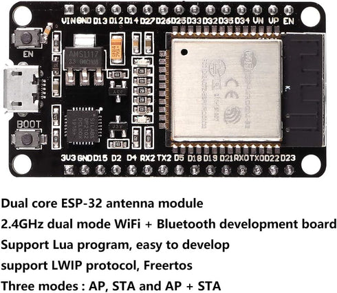 4PCS ESP32 Development Board ESP-32S NodeMCU Board, WiFi Microcontroller 2.4GHz Dual-Core WiFi + Bluetooth Chip