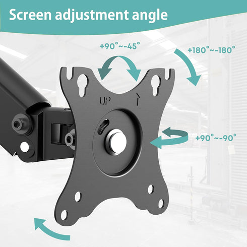 Height Adjustable Pole Mount Monitor Arm for 17"-27" Screens, VESA 75x75 and 100x100, Holds up to 15.4 lbs