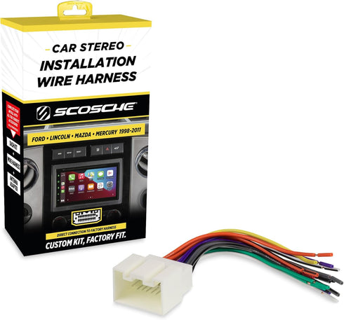 Scosche FD16B Stereo Wiring Harness Compatible with Select Non-Amplified 1998-2011 Ford, Lincoln,