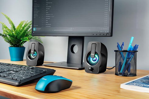 Trust 2.0 12 Gemi RGB LED PC Speakers for Computer and Laptop, W, USB Powered, Illuminated - Black