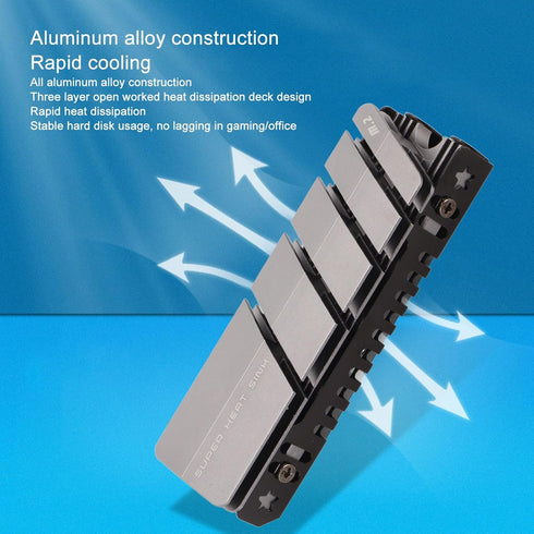 M.2 NVME Radiator, M.2 NGFF SSD Heatsink Cooler with Silicone Thermal Pad, Double Sided Heat Sink for M.2 2280 SSD
