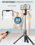 ANXRE 50" Selfie Stick Tripod with Fill Light and Stable Base, Extendable Phone Tripod with Detachable Wireless Remote