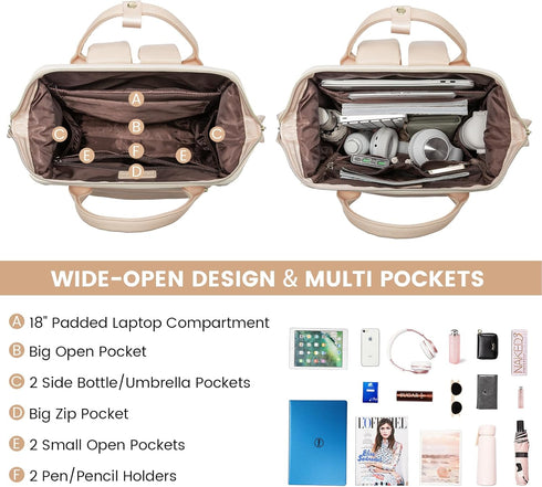 Backpack Women,18 inch Backpack Backpack Backpack LOVEVOOK Leather for Leather Laptop Women,Professional Work Nurse