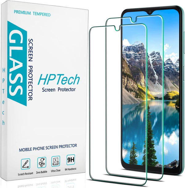 Samsung Galaxy A13 5G Tempered Glass Screen Protector (2 Pack) by HPTech, Easy Installation, Bubble Free, Case Friendly.