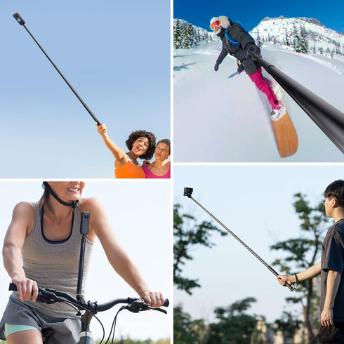 UURig 47.64" Insta360 Action Cameras Selfie Stick Extendable for Sports Camera, Selfie Vlogging Invisible Extension