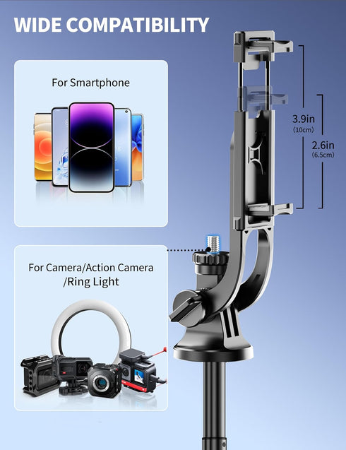 SelfieShow 71" 17/16/15/14/13/Android/Camera Aluminum Phone Tripod, Travel Tripods for iPhone with Remote, Extendable