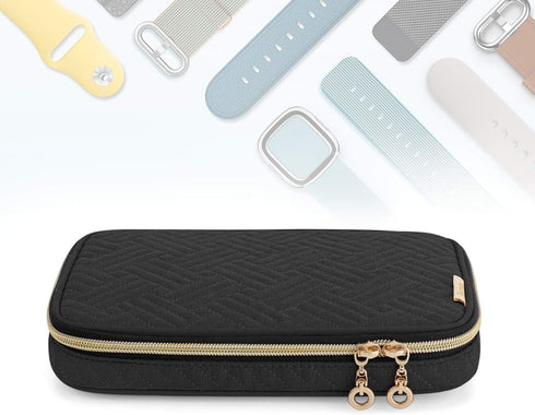 Teamoy Watch Band Storage Case, Holds 12 Watch Straps, Travel Organizer for Apple Watch Bands, Black