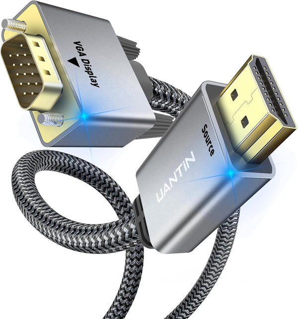 HDMI to VGA Cable Adapter 3.3FT, Gold-Plated Plugs, 1080P Aluminum HDMI to VGA Display Braided Cord