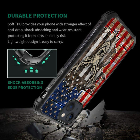 ZHEGAILIAN iPhone 14 Case - Deer Flag Red Camo, Soft TPU Bumper, Drop Protection, 6.1-inch, Cool Pattern for Men & Boys.