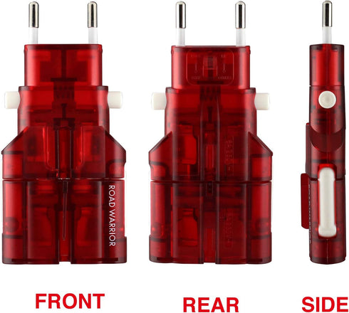 ROAD WARRIOR International Travel Plug Adapter, Europe/UK/Australia/USA/India/China, Does Not Convert Voltage, Slim
