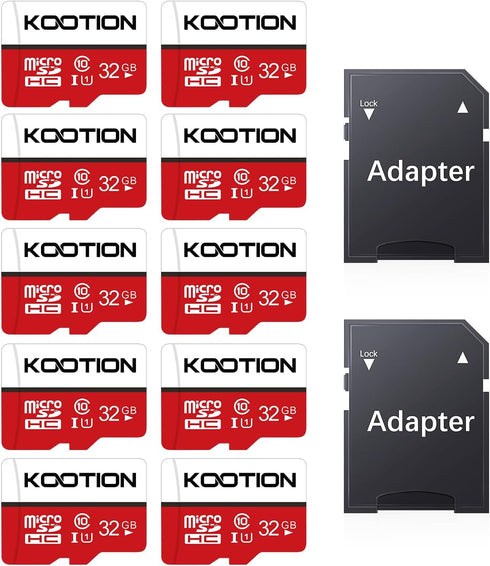 KOOTION 32GB Micro SD Cards 10-Pack, UHS-1 TF Flash Memory Card, U1, Class 10 microSDHC Card with Adapter