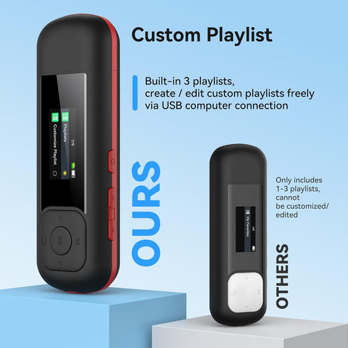 AGPTEK 64GB MP3 A55PL 2 1 USB C Player, in Type-C & USB Stick Music Player Supports Replaceable AAA Battery, FM Radio