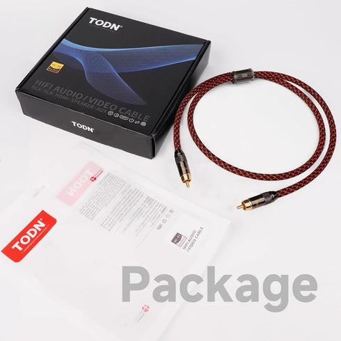 75-Ohm (3ft /1m) TODN HiFi Digital Coaxial Audio Cable for Audiophile SPDIF Coax Subwoofer Cable RCA to RCA with OFC