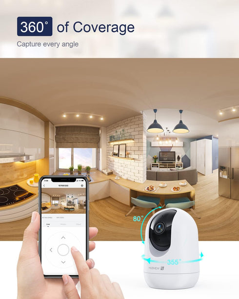 MUBVIEW Cameras for Home Security, 2.4G WiFi 2K Indoor Wired Baby/Pet Camera with Night Vision, 24/7 Record, 2-Way Audio