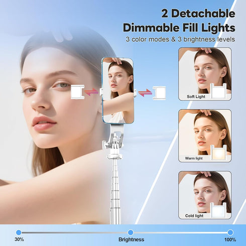LingoFoto 53" 360 All-in-1 Selfie Stick Tripod with Light & Wireless Remote, Extendable Aluminum Phone Tripod Stand