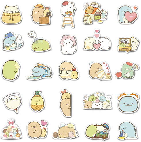 Kawaii Sumikko 50 Pcs Waterproof Removable Stickers, Stylish, Beautiful, Lovely for Boys and Girls, Durable Vinyl