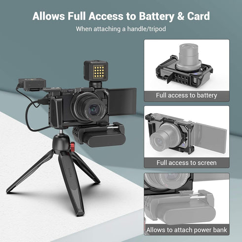 SmallRig Camera Cage for Sony ZV-1 II/ZV-1F/ZV-1, with Silicone Gel Grip and Cold Shoe Mount