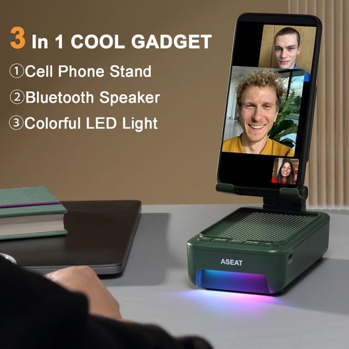 Gifts for Men Him, Cell Phone Stand with Bluetooth Speaker & LED Color Changing Light, Unique Gifts for Women, Birthday