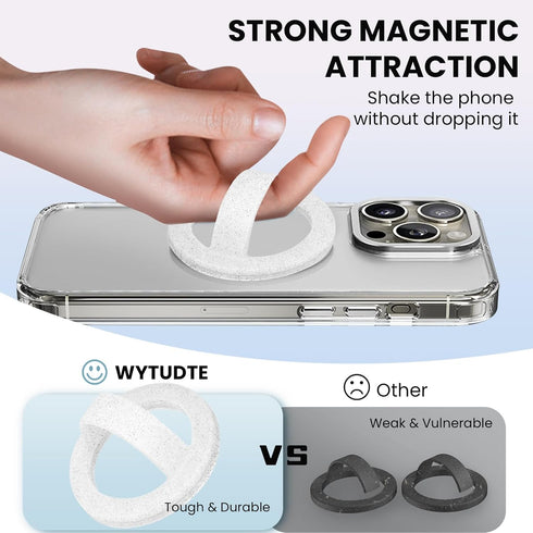 STEZHOU 12 Magnetic Silicone Ring Grip Phone Holder, Loop Grip, Compatible with Magsafe for iPhone Series (White