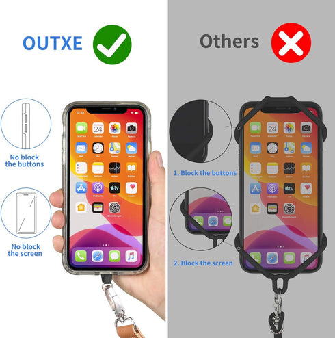 OUTXE Phone Lanyard, 4 Pads, Adjustable Neck Strap, Wrist Strap, Nylon Lanyard Compatible with All Smartphones