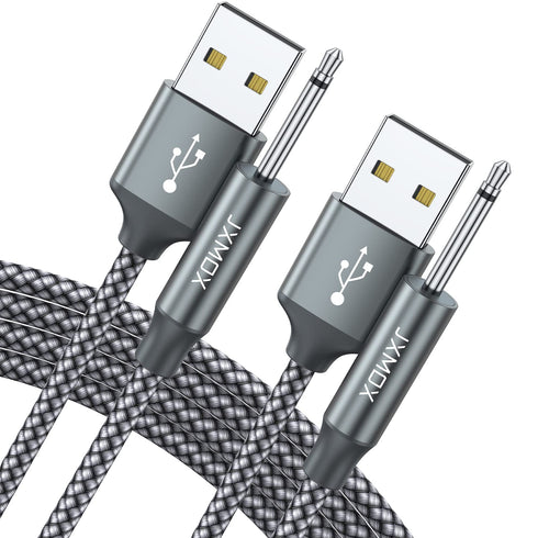JXMOX 2-Pack USB Charger Cord 3ft (Grey) - Replacement DC Charging Cable 2.5mm