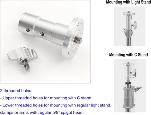 PHOCUS Baby Ball Head Adapter, 5/8" Baby Stud to 3/8" Thread, C Stand Camera Mount Adapter for Tripod Head