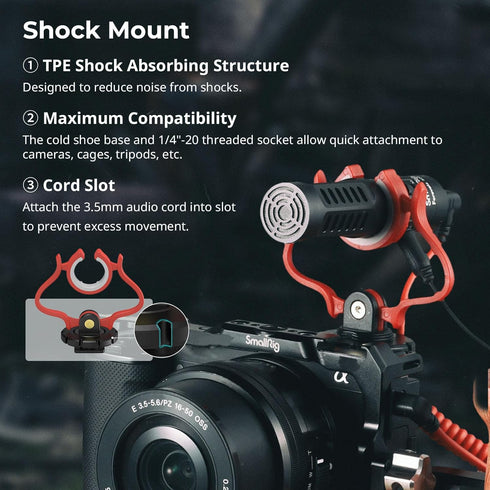 SMALLRIG Shotgun Mic for Camera, Video Microphone for DSLR & iPhone, with Shock Mount, Deadcat Windscreen for Vlogging