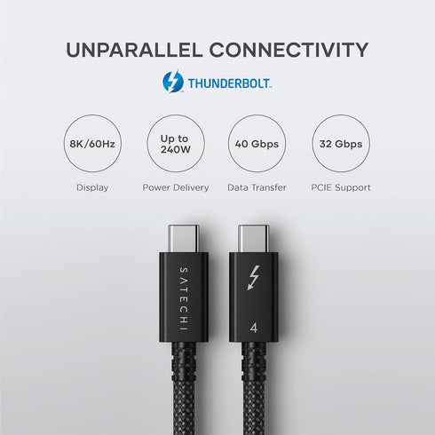 Satechi USB C Thunderbolt 4 Cable (3.2ft/1m), Supports 8K Display, 40Gbps Data Transfer, 240W PD Charging