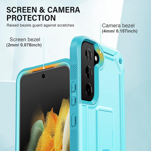 URBANITE Military Grade Case for Samsung Galaxy S22 Plus 5G, Dual Layer Shockproof Cover with Screen Protector (Sky