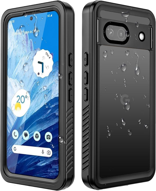 Hllhunkhe Waterproof Case for Google Pixel 8A with Built-in Screen Protector - Rugged Shockproof Protective Cover, Black