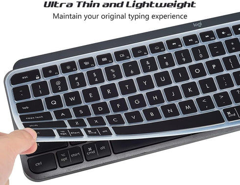 Silicone Keyboard Cover Skin for Logitech MX Keys/Craft Advanced Wireless Keyboard, Ultra Thin Protector Skin - Black