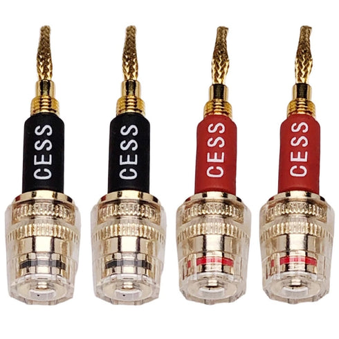 CESS-220 Pin Banana Plug to 4mm Female Banana Jack, 4 Pack, Braided-Type