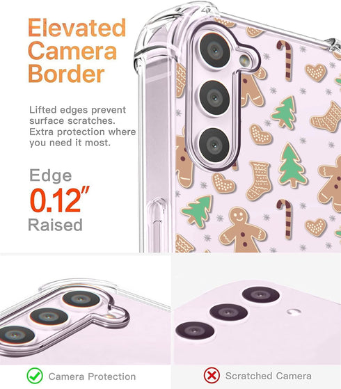 Samsung Galaxy S23 Christmas Clear Phone Case - Gingerbread Man Pattern, Soft TPU, Slim, Shockproof, Perfect for Boys &