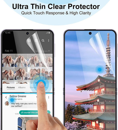 [2Pack Soft Hydrogel Screen Protector for Samsung Galaxy Z Flip 4 / Z Flip4 5G, Upgraded Flexible TPU Film