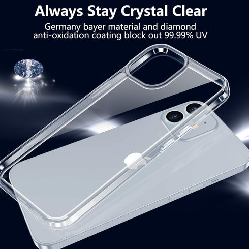 jaroco iPhone 12 Case 6.1-Inch, Anti-Scratch Clear Non-Yellowing Shockproof Phone Bumper Cover