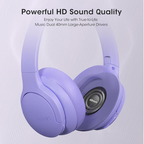 DOQAUS Wireless Headphones Bluetooth, 90 Hours Playtime with 3 EQ Modes, HiFi Stereo Headphones with Microphone, Soft