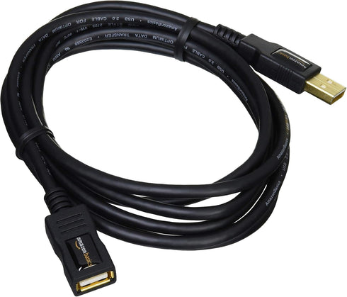 2.0 480Mbps 6.5 Amazon Basics USB-A Extension Cable, Male to Female, Transfer Speed, Foot, Black