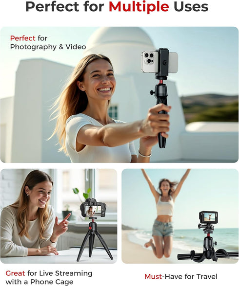 Fuloview Phone Tripod with Wireless Remote, Mini Stand Compatible with Cell Phones, Cameras