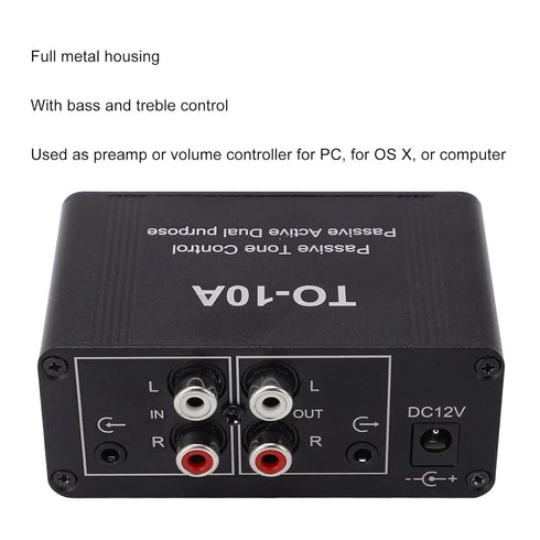 Garosa Mini Electronic Audio Stereo Preamplifier, DC 12V Small Stereo Audio Amplifier with Treble Bass Volume Control