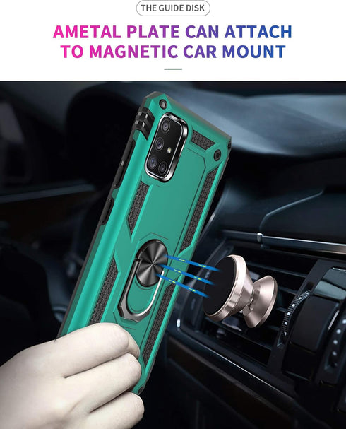 Samsung A71 5G Cellular Phone Case - Military Grade Heavy Duty Protection with Rotating Ring Kickstand