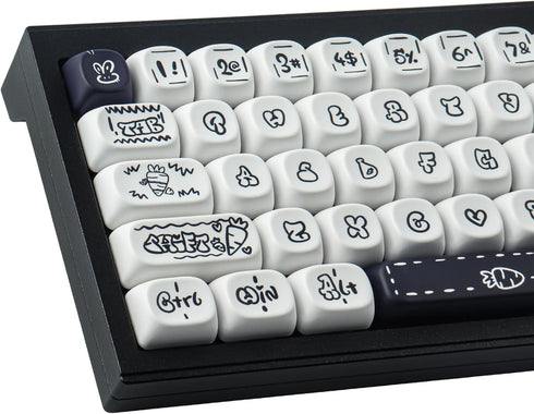 PBT Keycaps - MOA Keycaps, Cute 130 Keys Dye-Sublimation Custom Keyboard Keycap Set for 61/64/68/84/87/100/104/108