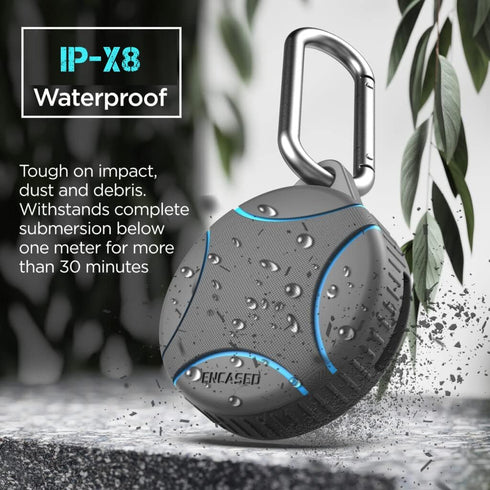 ENCASED 4 Pack Waterproof Airtag Keychain Holder (IPX8) Case for Apple Air Tag Holder Military-Grade Drop/Shockproof, Protective Screw-down Cover (Black/Blue)
