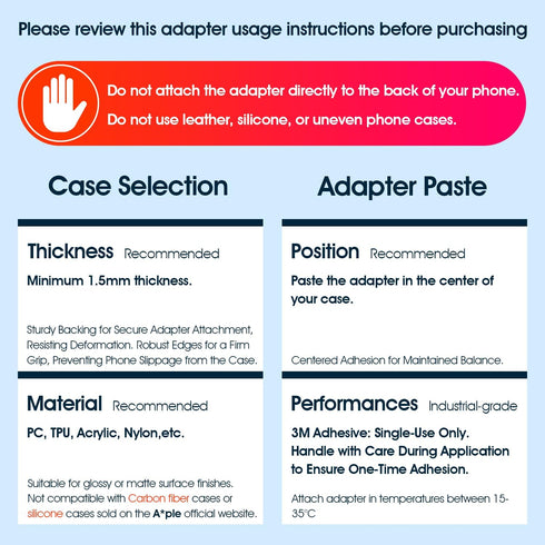 sincetop Phone Adhesive Paste Adapter, Quick Install, Secure Connection, Compatible with C-Series All Mounts