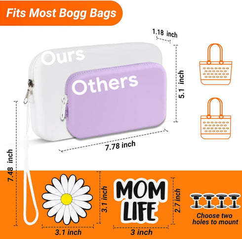 Silicone Bogg Bag Accessories Set with 2PCS Charms, Waterproof Phone Holder for Large iPhone 13/14/15 Pro Max
