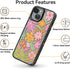 Cute Aesthetic iPhone 15 Case - Durable Girly Passion Flower Print Cover for Women, 6.1 inches, Black.