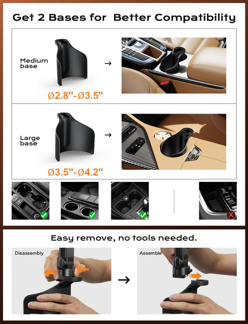 TAZENI 2-In-1 2026 2 Cup Holder Phone Holder For Your Car Hold Bottle Ultra Stable Cup Holder Cell Phone Mount For Car
