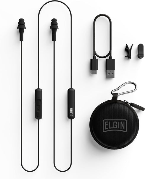 Elgin Ruckus Wireless Bluetooth Earplug Headphones, 25 dB Noise Reduction, 12 Hour Battery, IP65 Sweatproof, OSHA