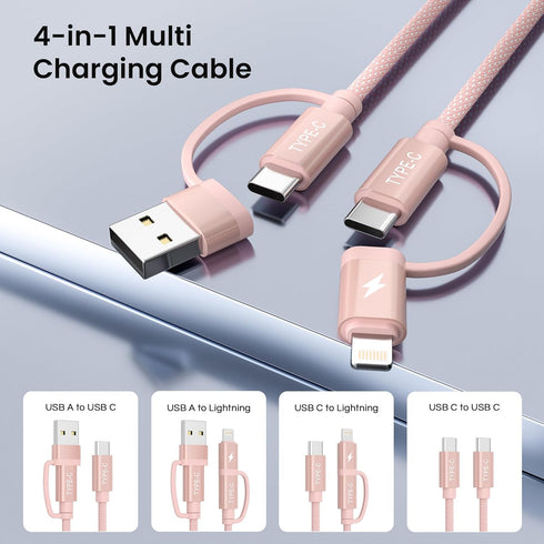 Basesailor 4-in-1 USB C to USB C Cable 1ft, 60W Fast Charging Multi Charger Cord for Kindle Fire, Samsung Tab - 2023